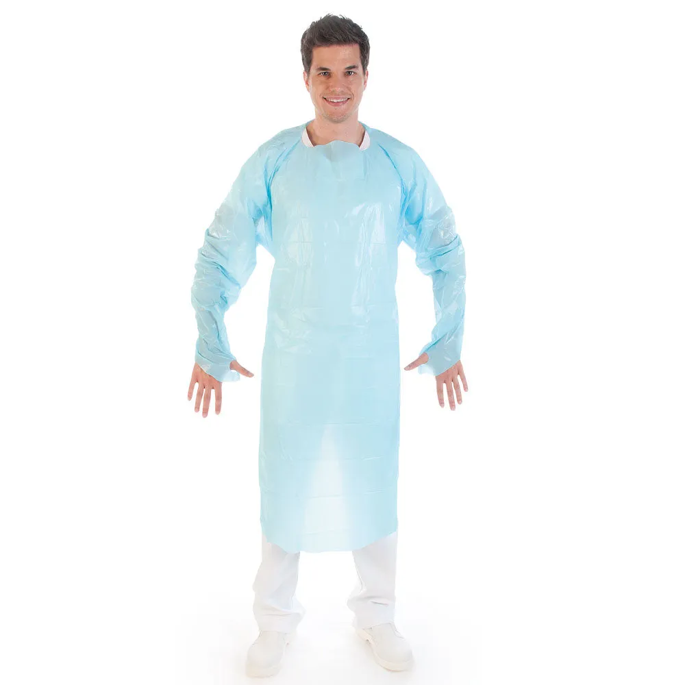 1.7MIL CPE BLUE GOWNS (100 Count)
