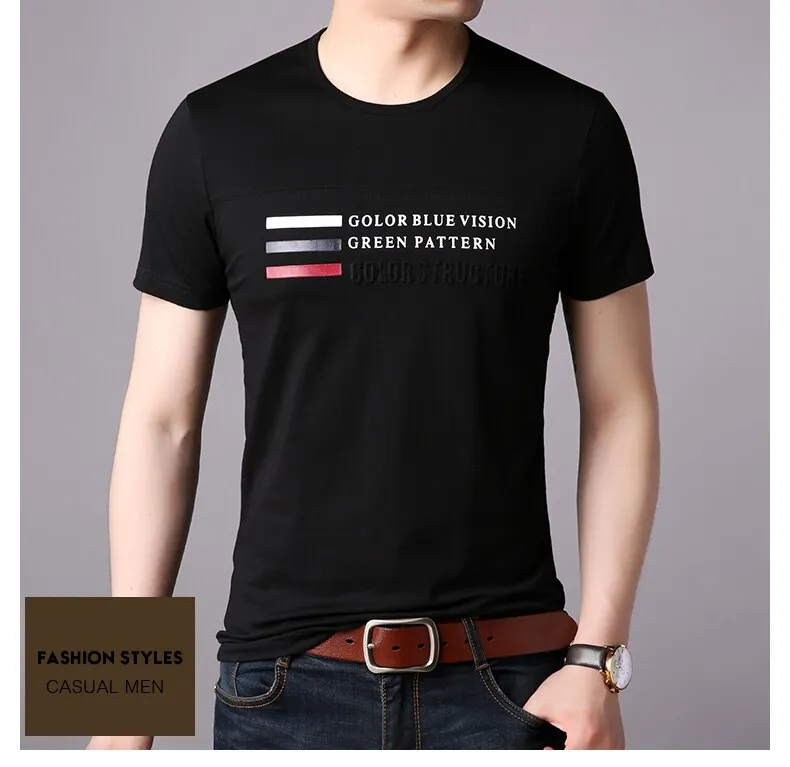 2019 New Fashion Brand T Shirts Men Print O Neck Trends Streetwear Tops Summer Cotton Boys Short Sleeve Tshirts Men Clothing