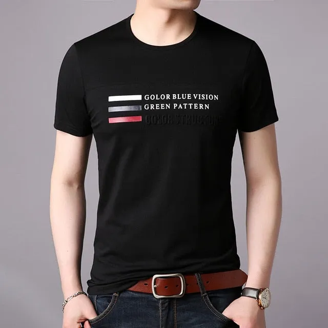 2019 New Fashion Brand T Shirts Men Print O Neck Trends Streetwear Tops Summer Cotton Boys Short Sleeve Tshirts Men Clothing
