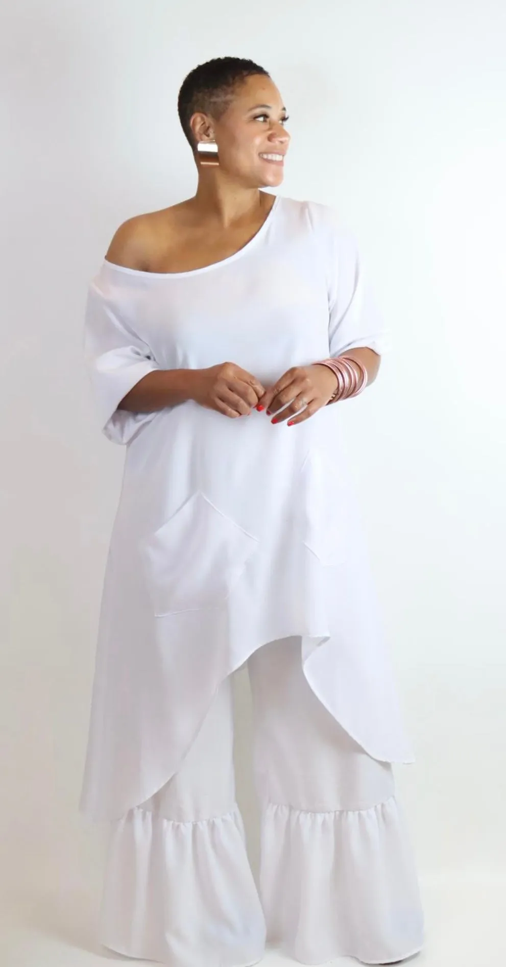 2PC White Pants Set