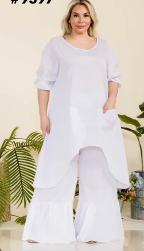 2PC White Pants Set