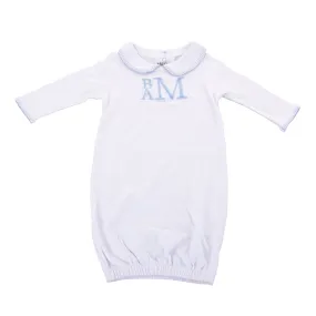 Baby Gown, Blue Stitched Trim