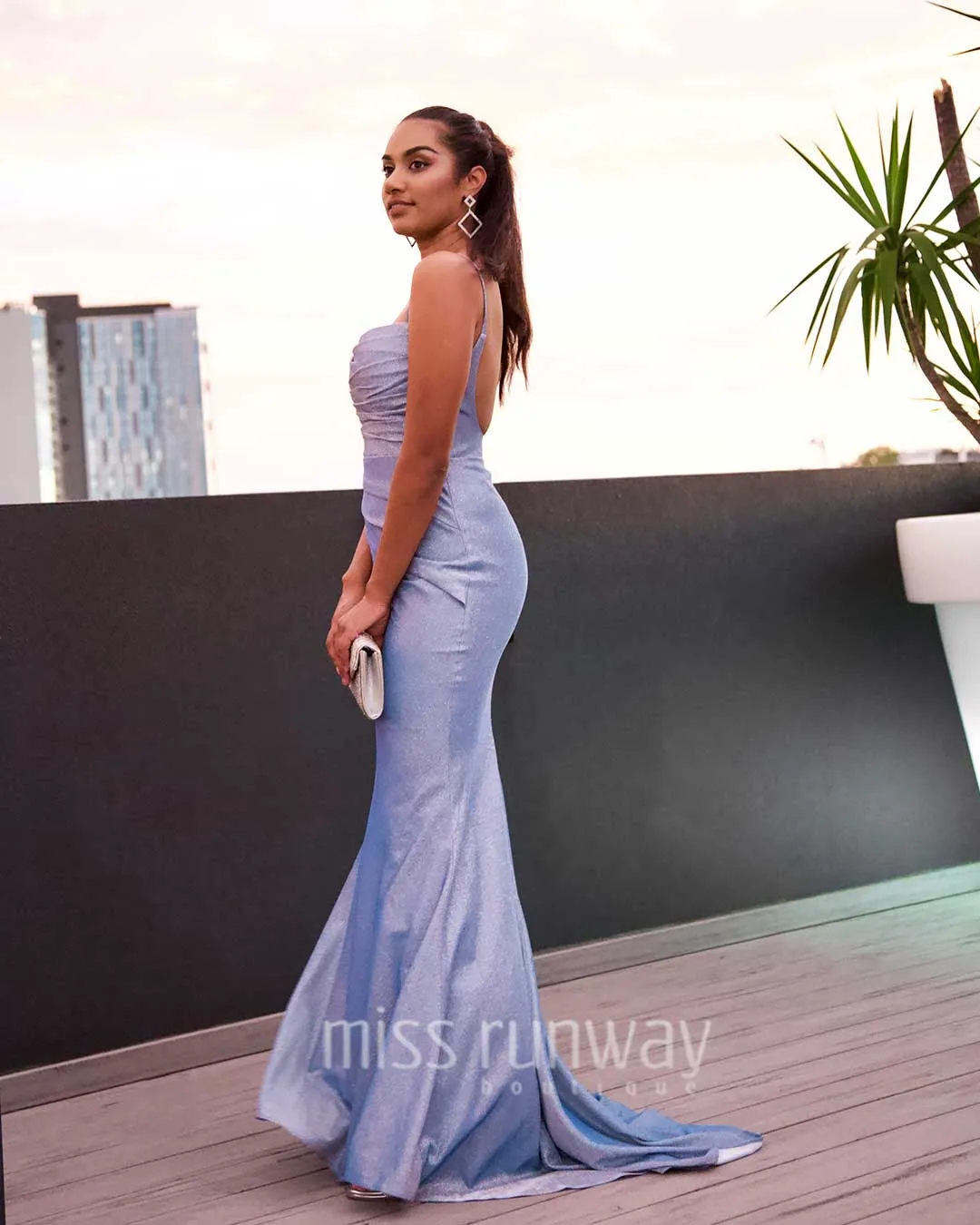 Bailey Glitter Gown - Light Blue