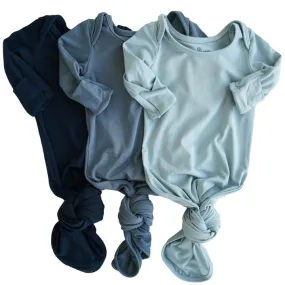 Bamboo Newborn Baby Knot Gown 3-Pack | River Blues