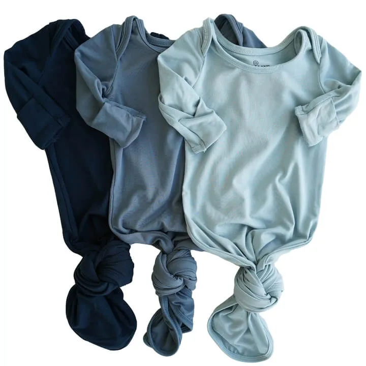 Bamboo Newborn Baby Knot Gown 3-Pack | River Blues