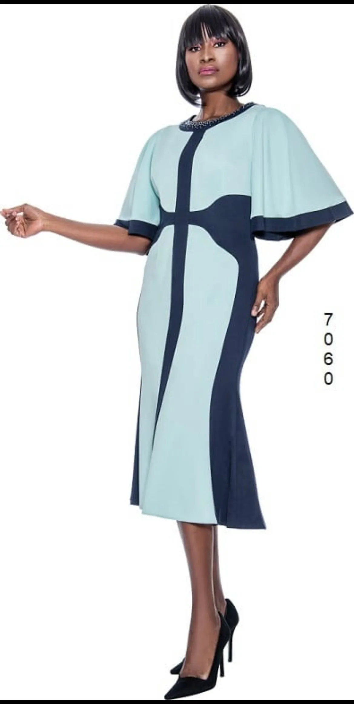 Beautiful Flowing Dress with Black Trim