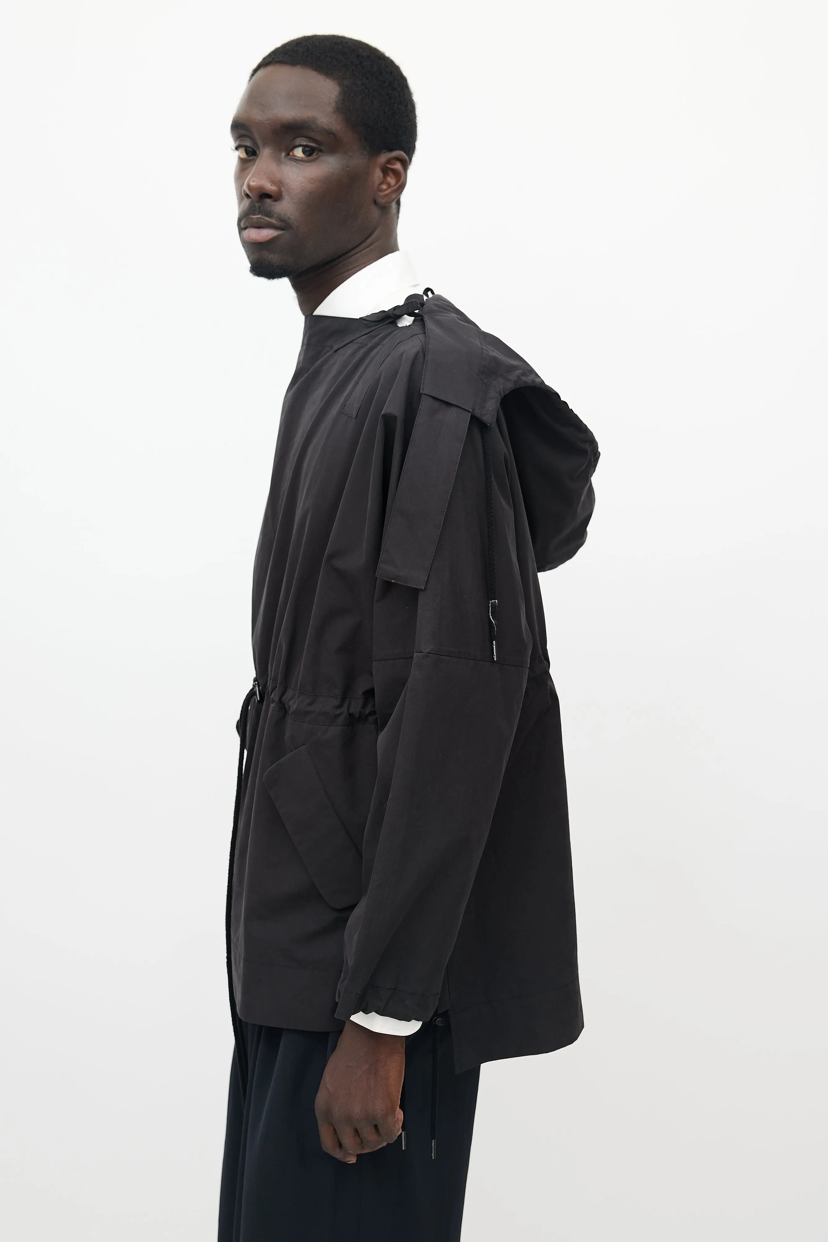 Black Hooded Pullover Jacket