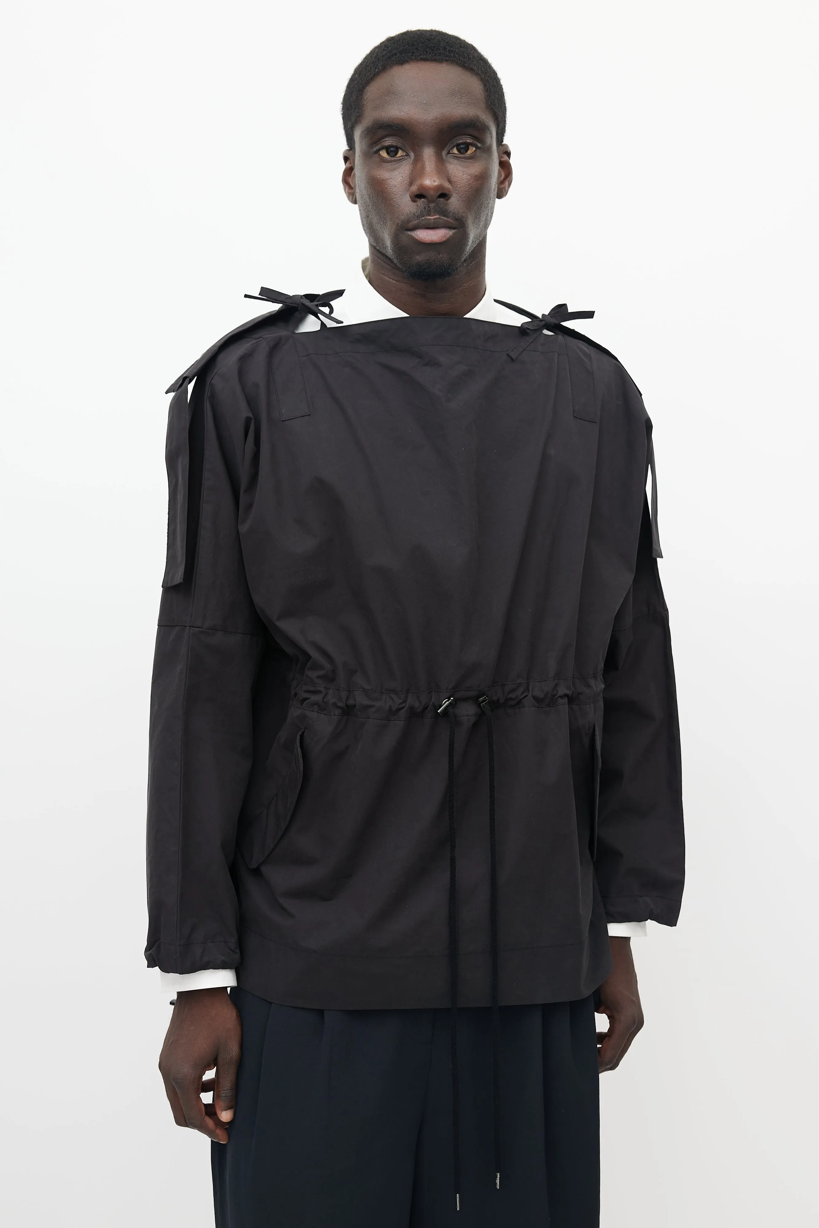 Black Hooded Pullover Jacket