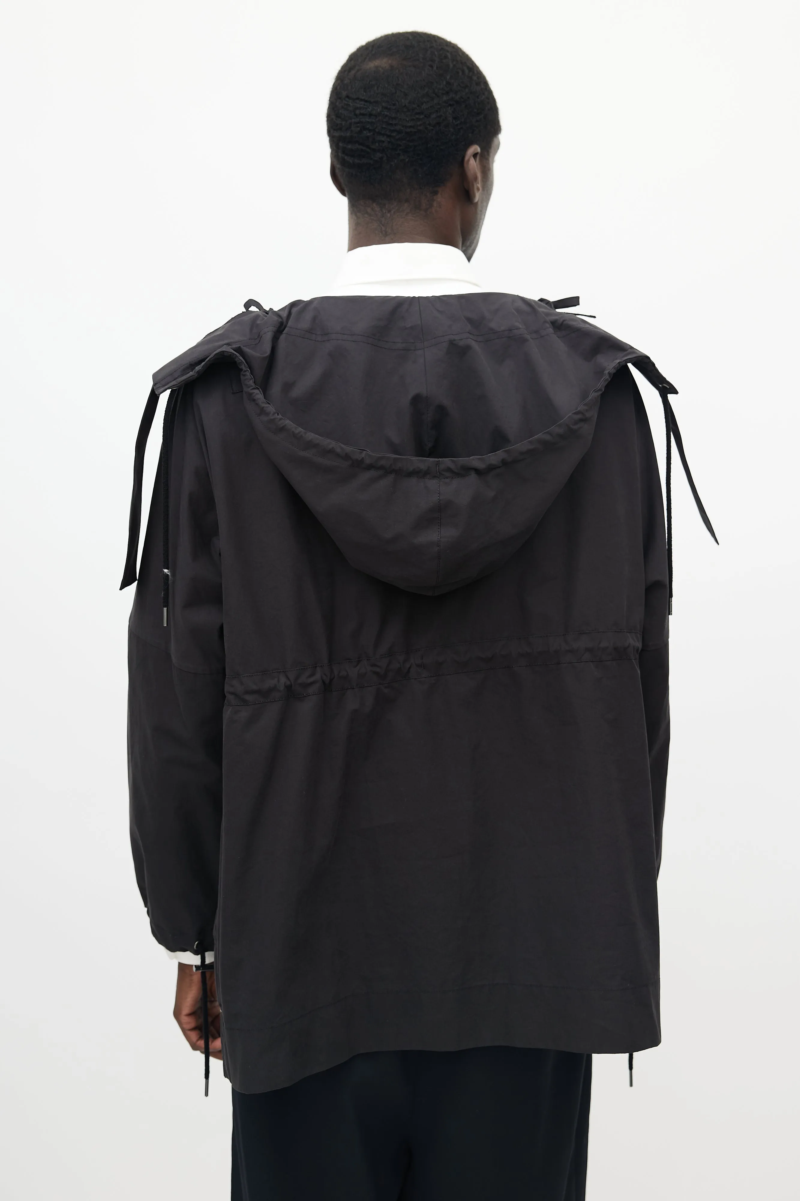 Black Hooded Pullover Jacket
