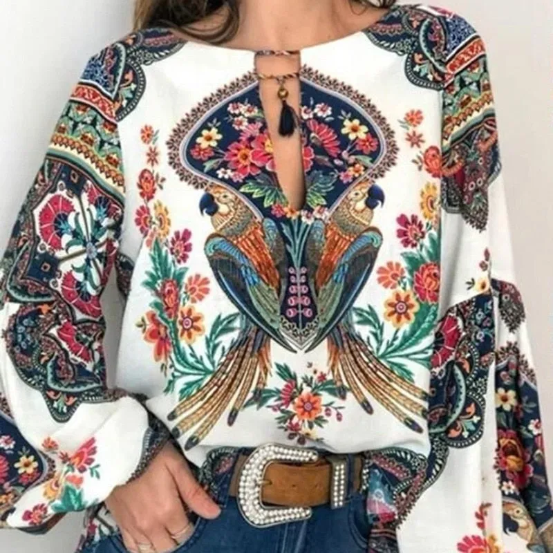 Bohemian Vintage Floral Print Top