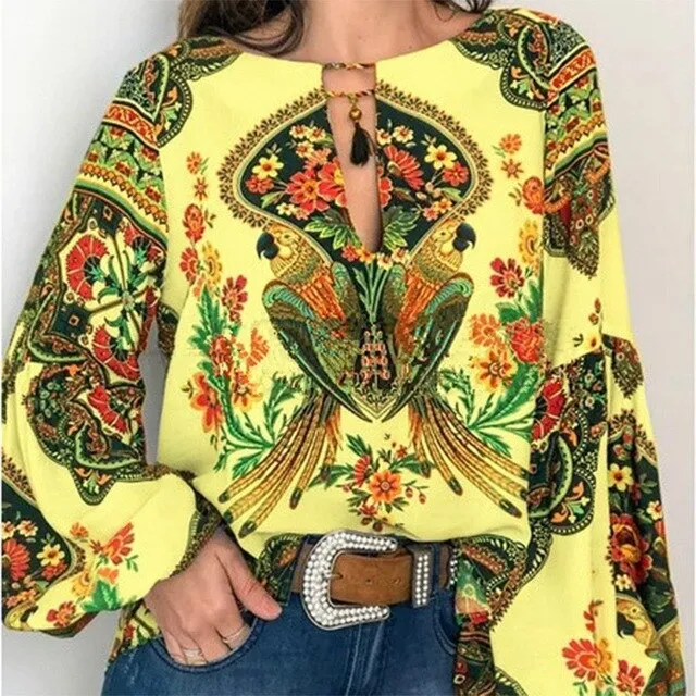Bohemian Vintage Floral Print Top