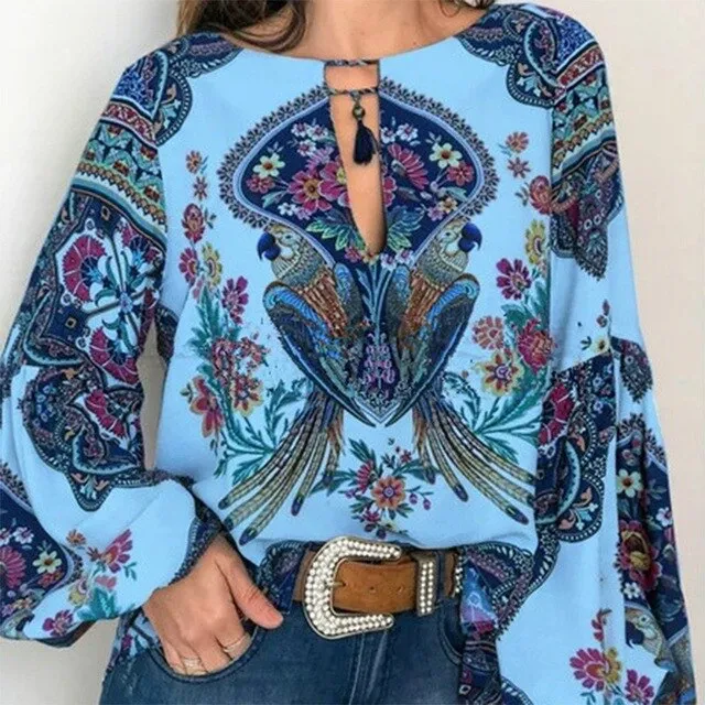 Bohemian Vintage Floral Print Top