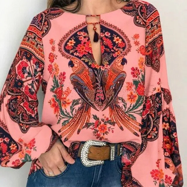 Bohemian Vintage Floral Print Top