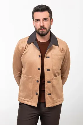 Brabion Eden Beige Suede Slim Fit Jacket