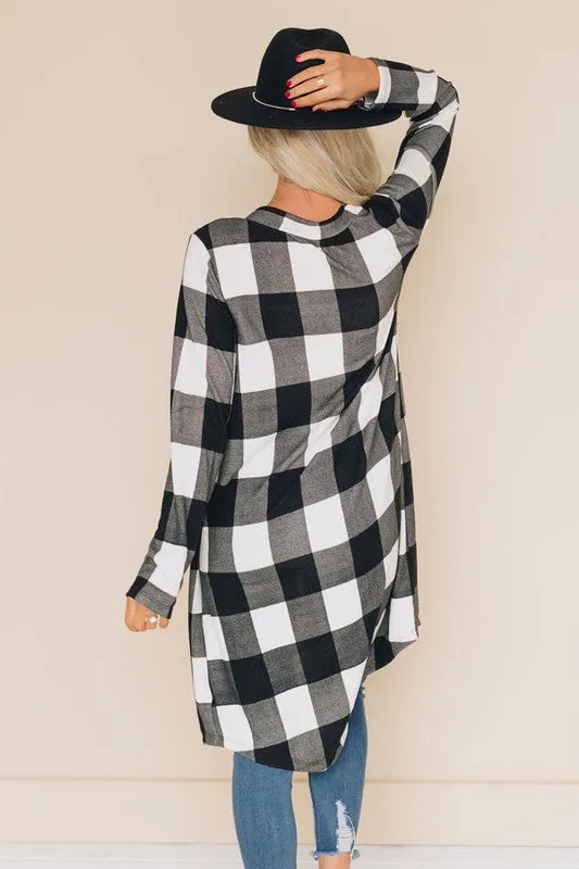 Buffalo Plaid Cardigan - Black