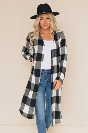 Buffalo Plaid Cardigan - Black