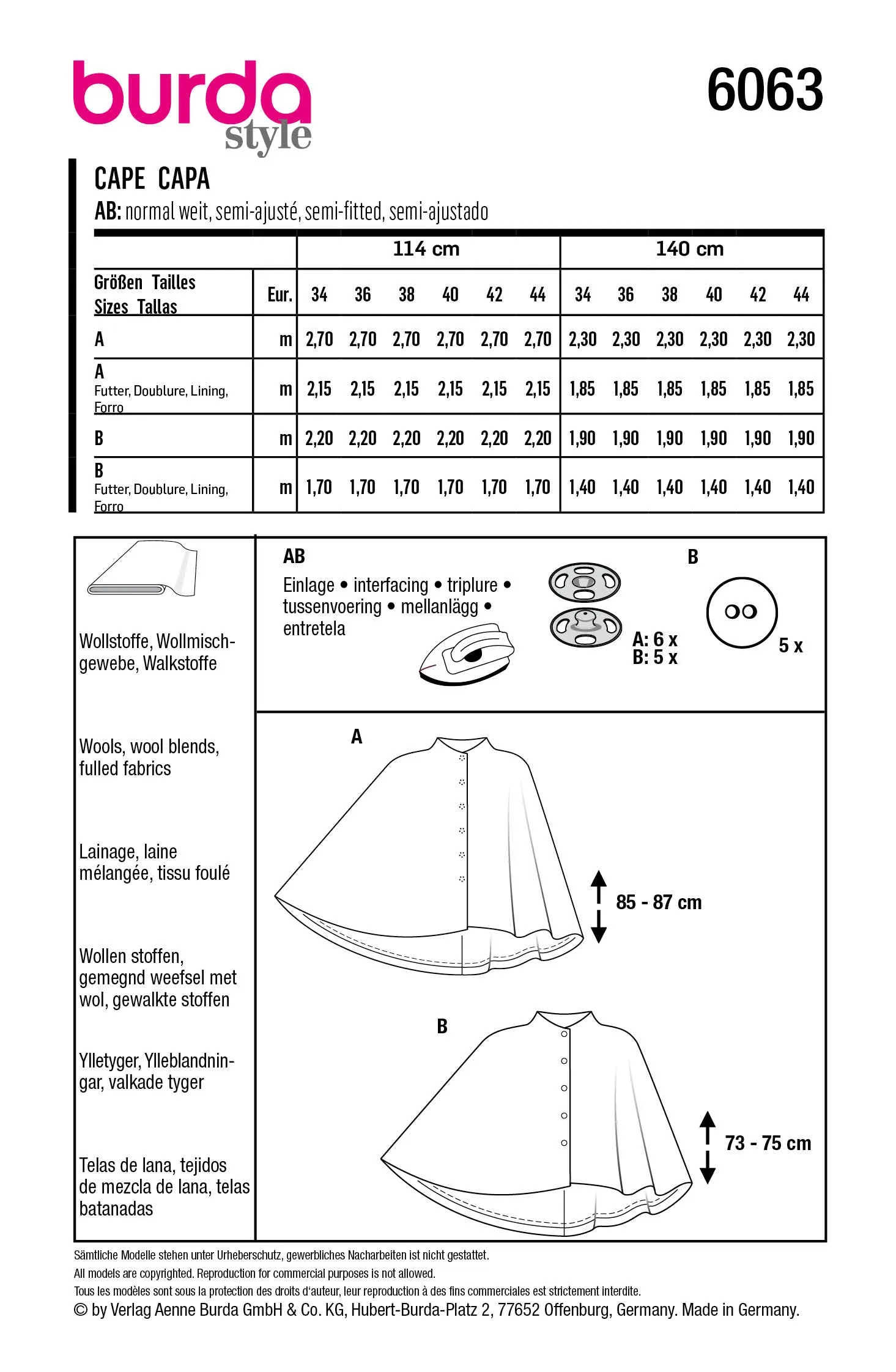Burda 6063 Misses' Jacket