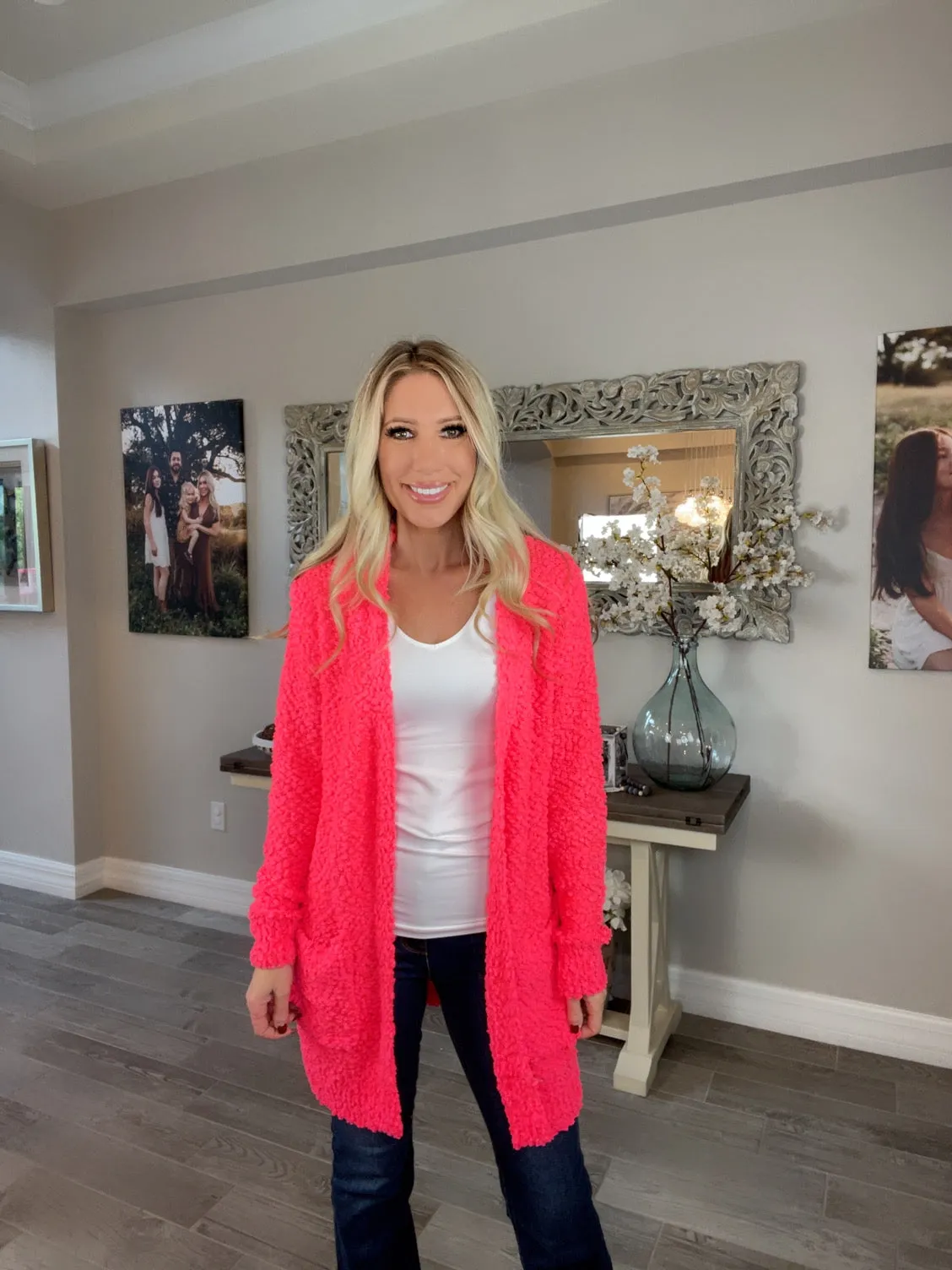 Candy Crush Popcorn Cardigan with Pockets
