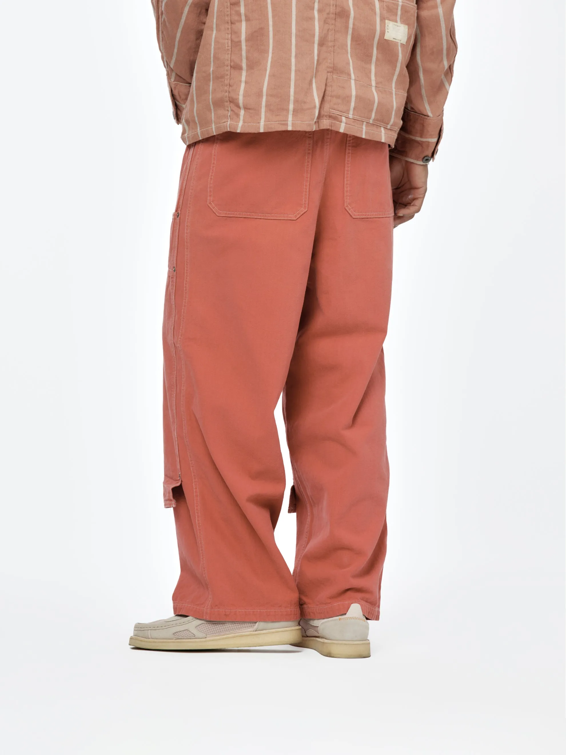 Canvas W-Knee Easy Baggy Pants (Red)