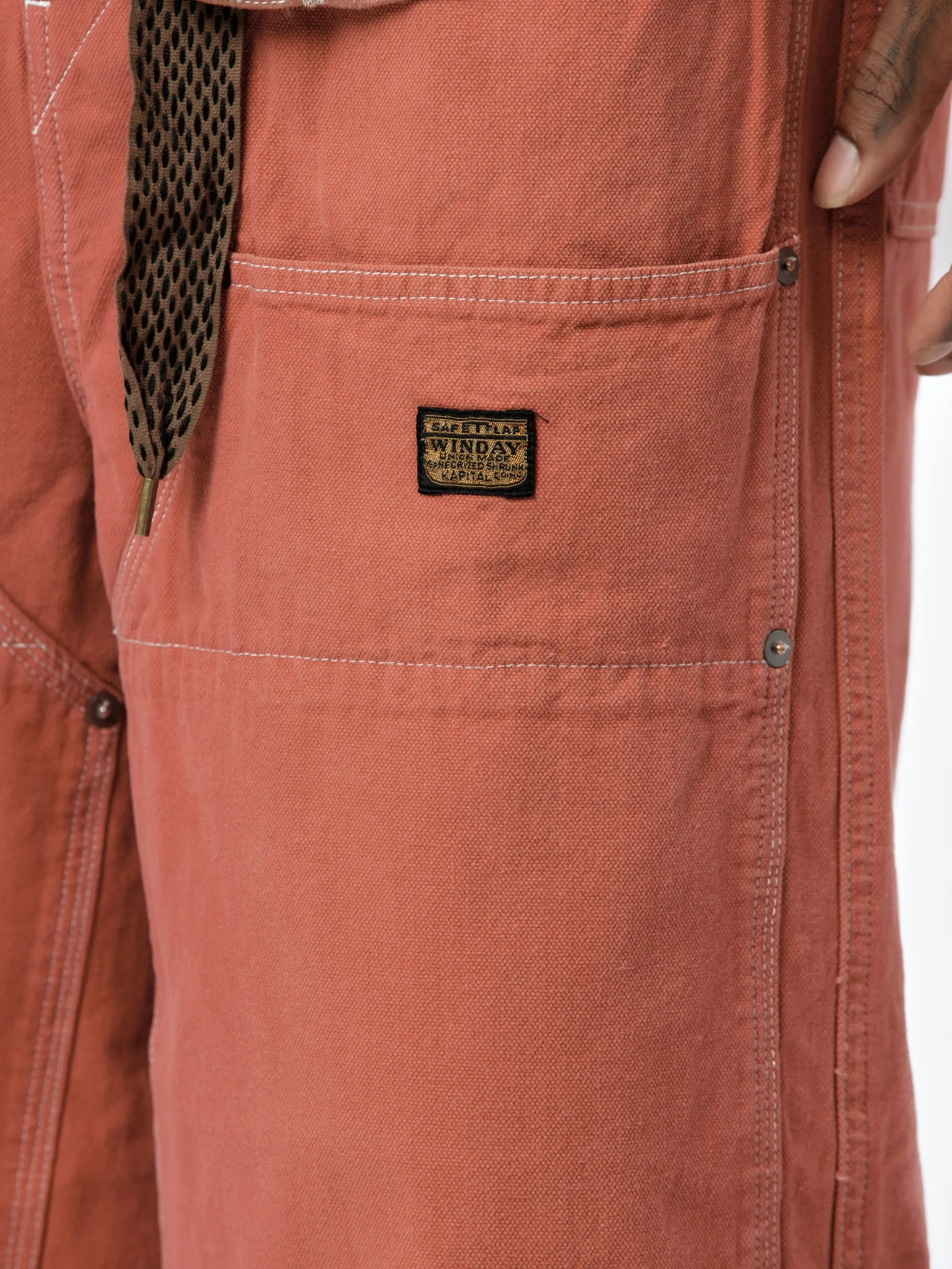 Canvas W-Knee Easy Baggy Pants (Red)