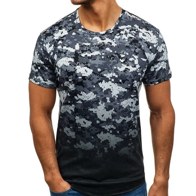 Casual Summer Short Sleeve Men's T Shirt Muscle Tee Cool Irregular Pattern Curved Hem HipHop 3XL Male Top Hombre Joggers 2019