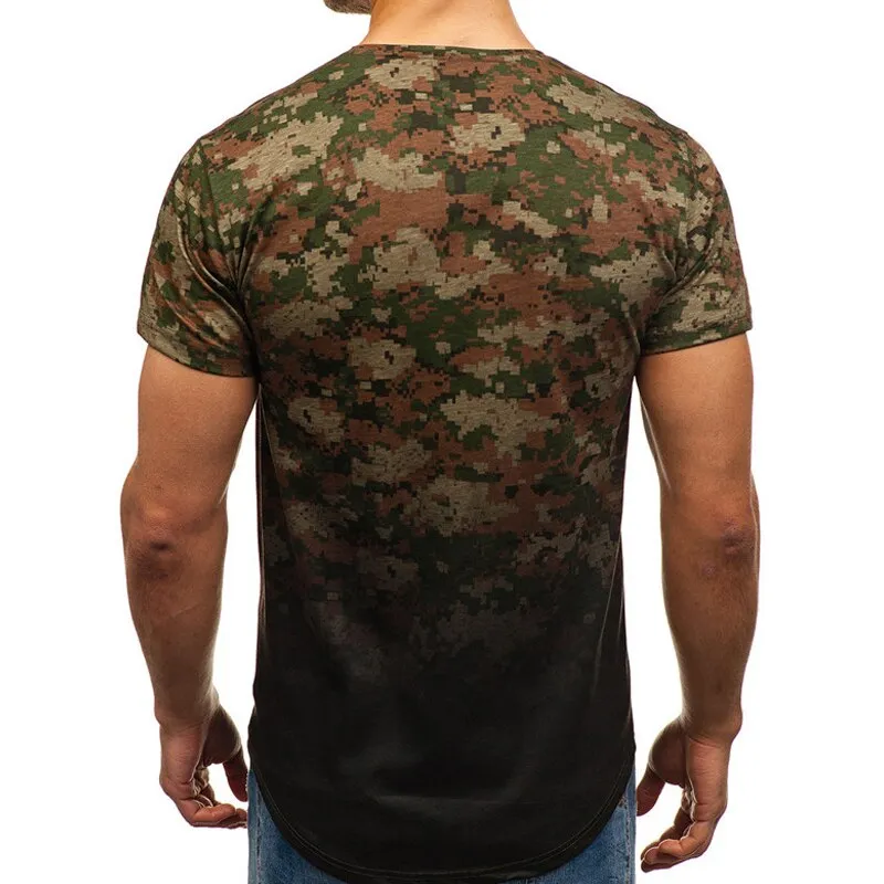 Casual Summer Short Sleeve Men's T Shirt Muscle Tee Cool Irregular Pattern Curved Hem HipHop 3XL Male Top Hombre Joggers 2019