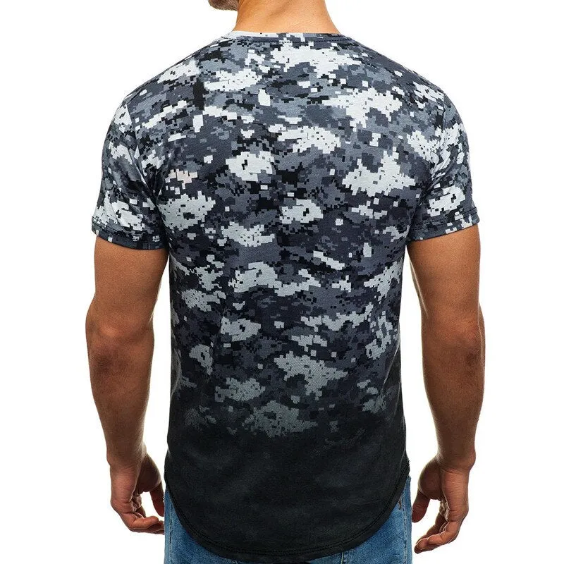 Casual Summer Short Sleeve Men's T Shirt Muscle Tee Cool Irregular Pattern Curved Hem HipHop 3XL Male Top Hombre Joggers 2019