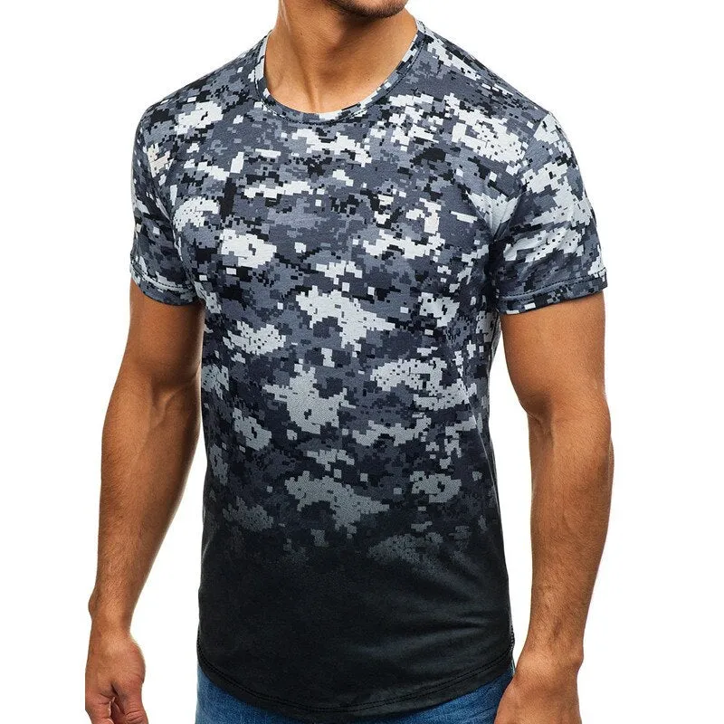Casual Summer Short Sleeve Men's T Shirt Muscle Tee Cool Irregular Pattern Curved Hem HipHop 3XL Male Top Hombre Joggers 2019