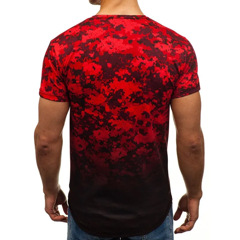 Casual Summer Short Sleeve Men's T Shirt Muscle Tee Cool Irregular Pattern Curved Hem HipHop 3XL Male Top Hombre Joggers 2019