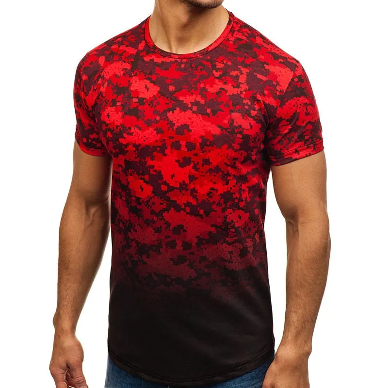 Casual Summer Short Sleeve Men's T Shirt Muscle Tee Cool Irregular Pattern Curved Hem HipHop 3XL Male Top Hombre Joggers 2019