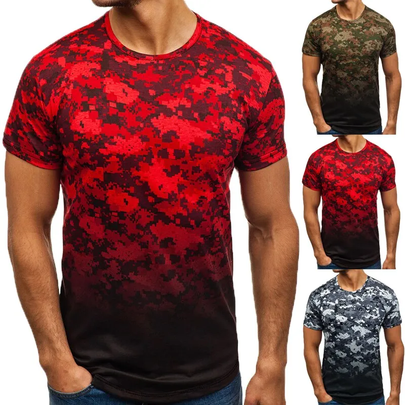 Casual Summer Short Sleeve Men's T Shirt Muscle Tee Cool Irregular Pattern Curved Hem HipHop 3XL Male Top Hombre Joggers 2019