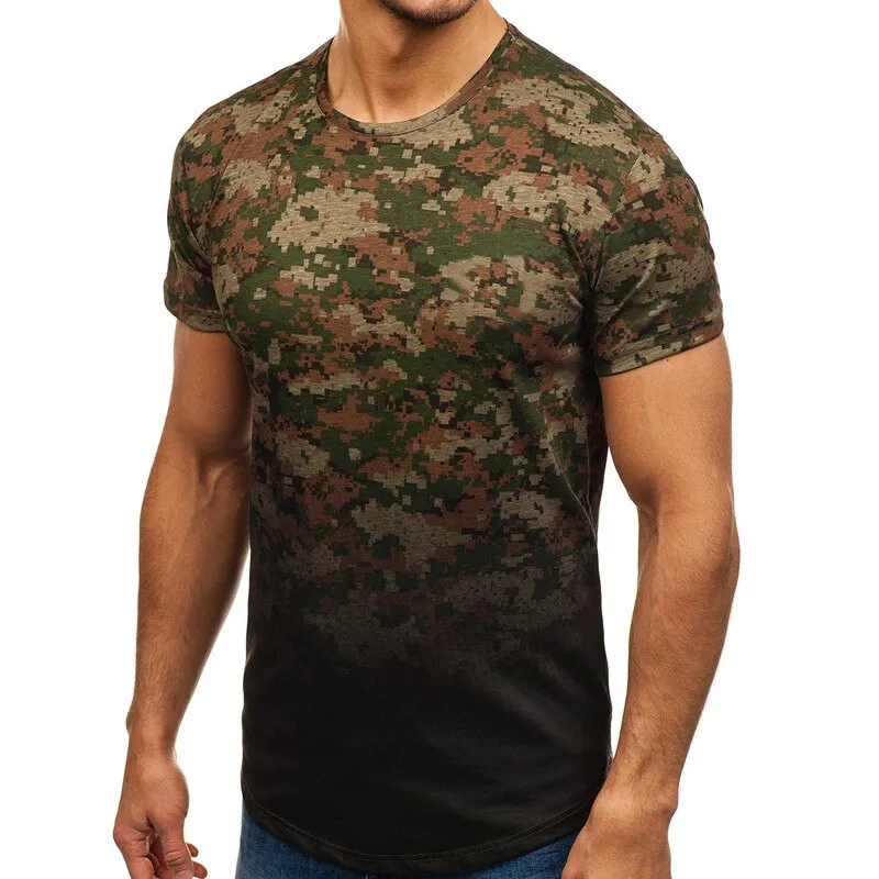Casual Summer Short Sleeve Men's T Shirt Muscle Tee Cool Irregular Pattern Curved Hem HipHop 3XL Male Top Hombre Joggers 2019