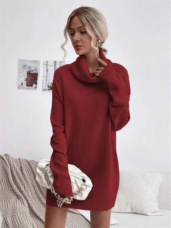 Chic Knit Turtleneck Dress for Women