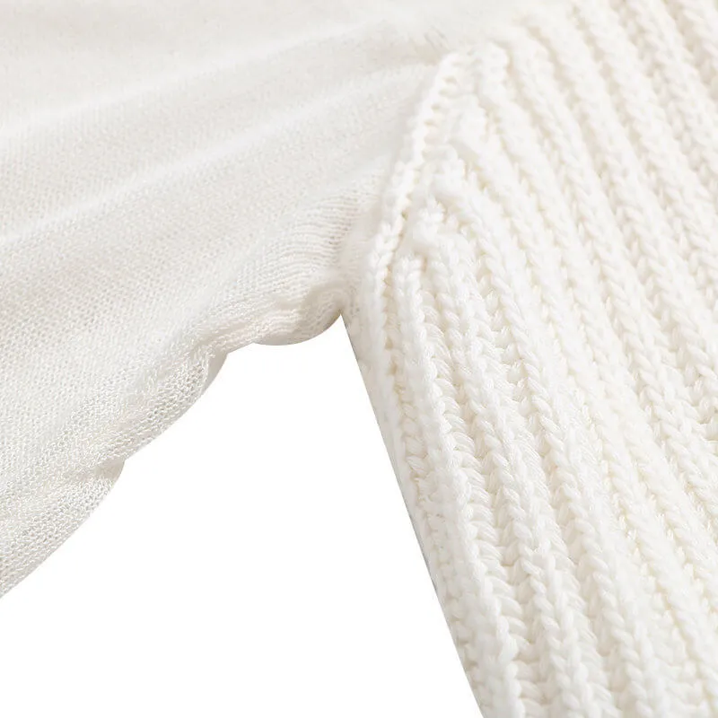Chic See Through Mesh Splice Ribbed Sweater