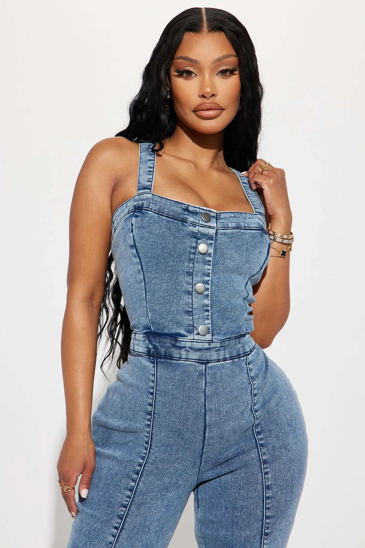 Chic Slim Fit Suspender Jumpsuit Pants