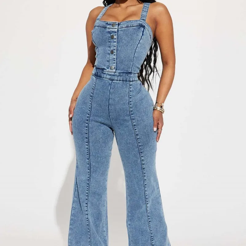 Chic Slim Fit Suspender Jumpsuit Pants