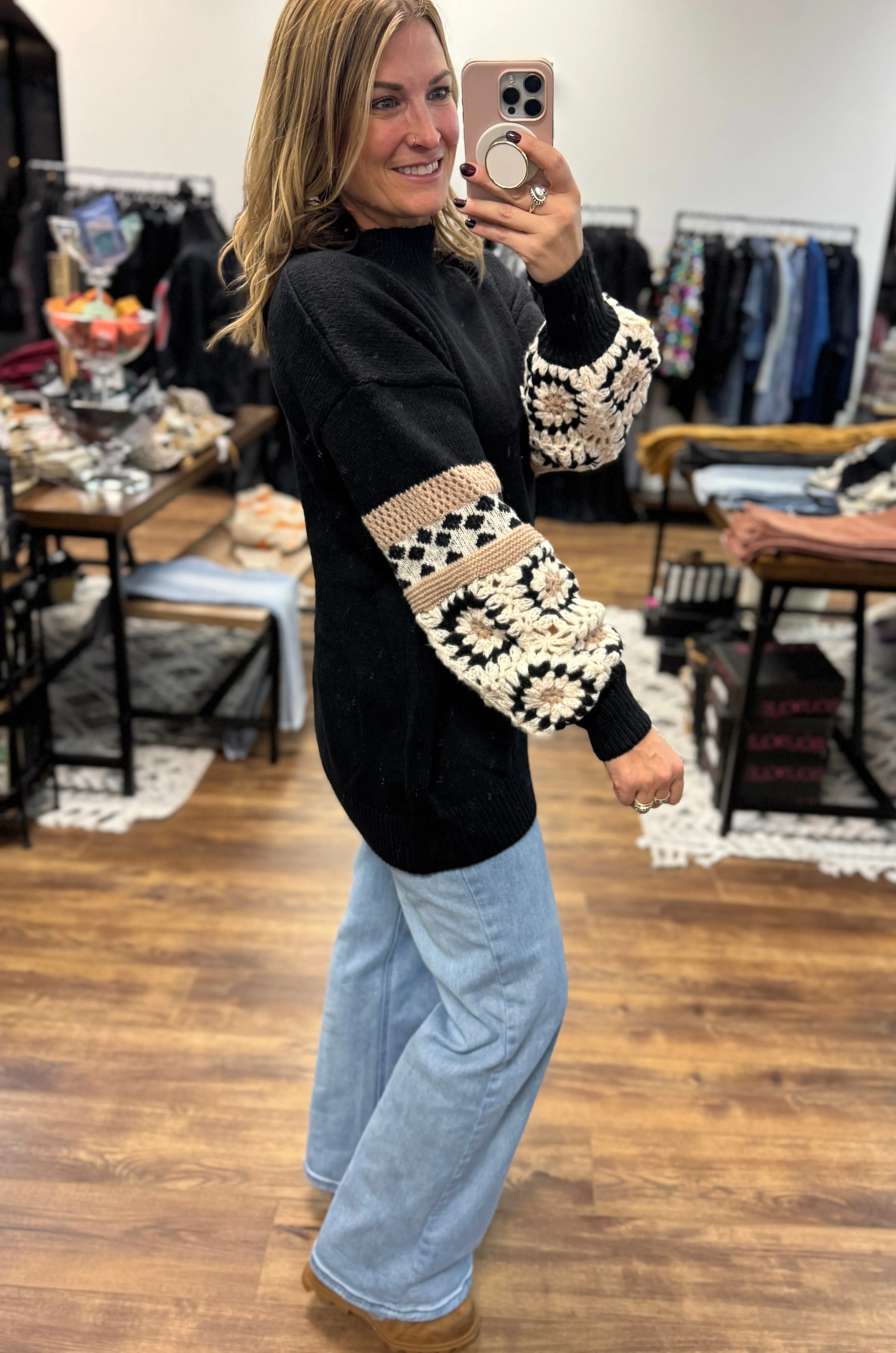 Crochet Sleeve Sweater