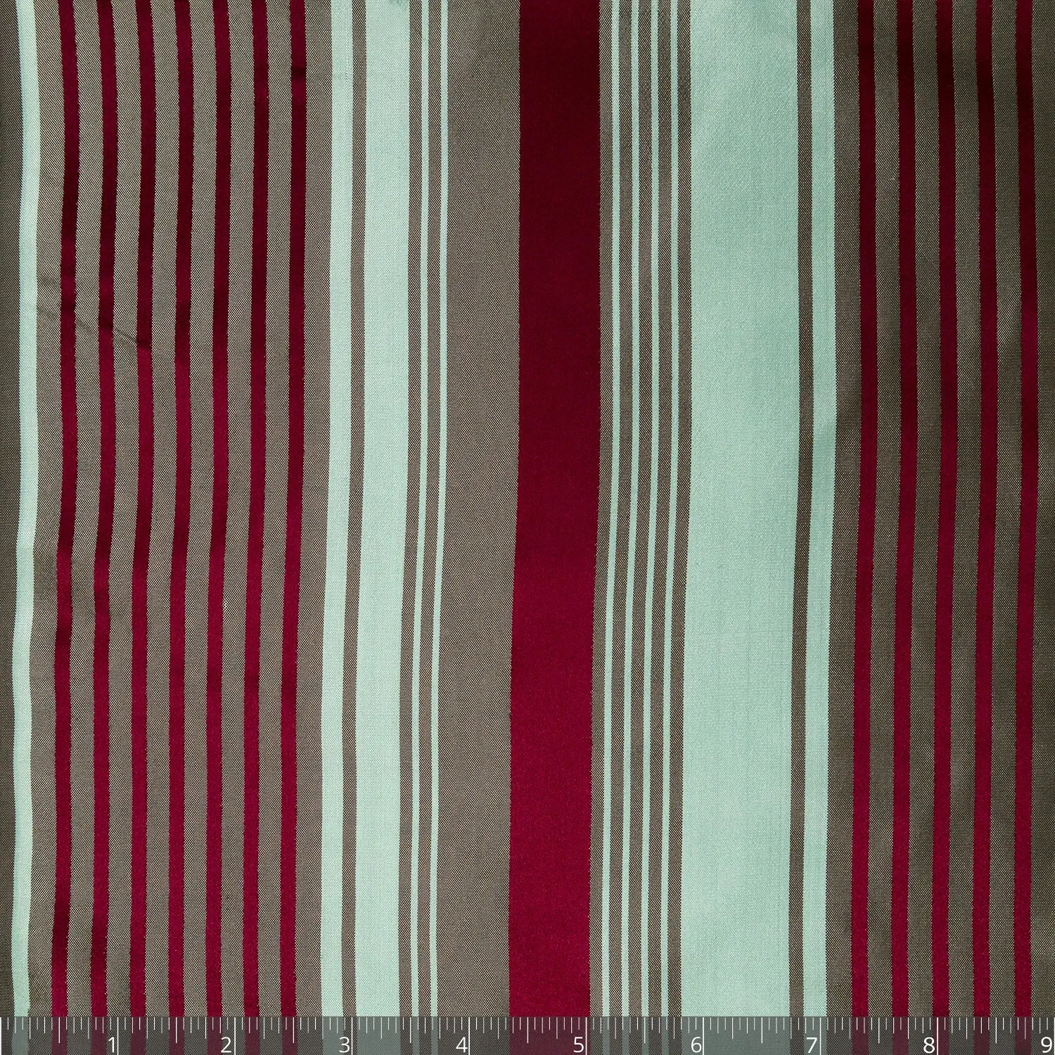 Dark Red, Light Saxon Green & Warm Grey Striped Silk Taffeta - $25.00 yd.