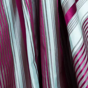 Dark Red, Light Saxon Green & Warm Grey Striped Silk Taffeta - $25.00 yd.