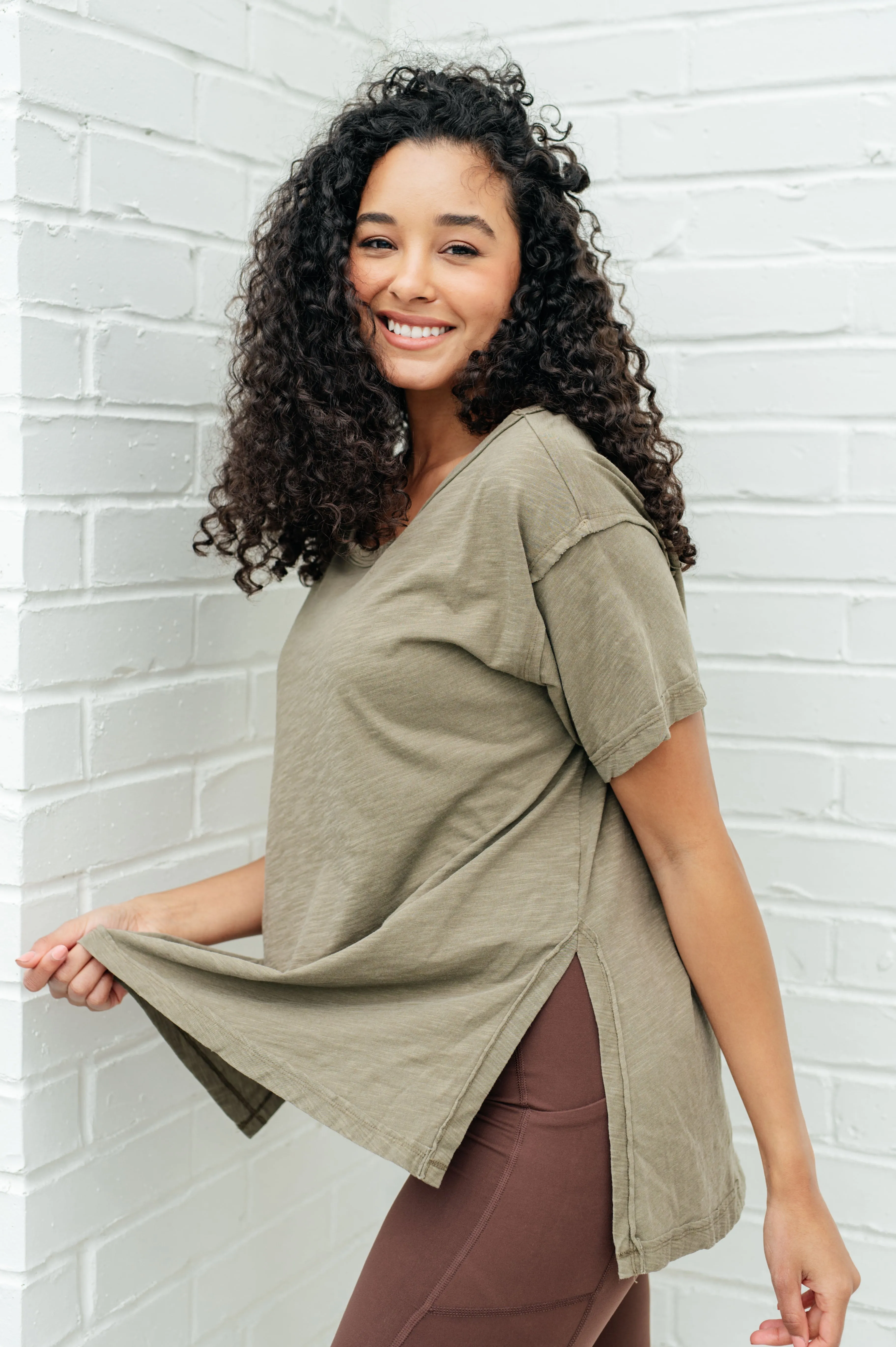 Effortless Relaxed Tee in Army