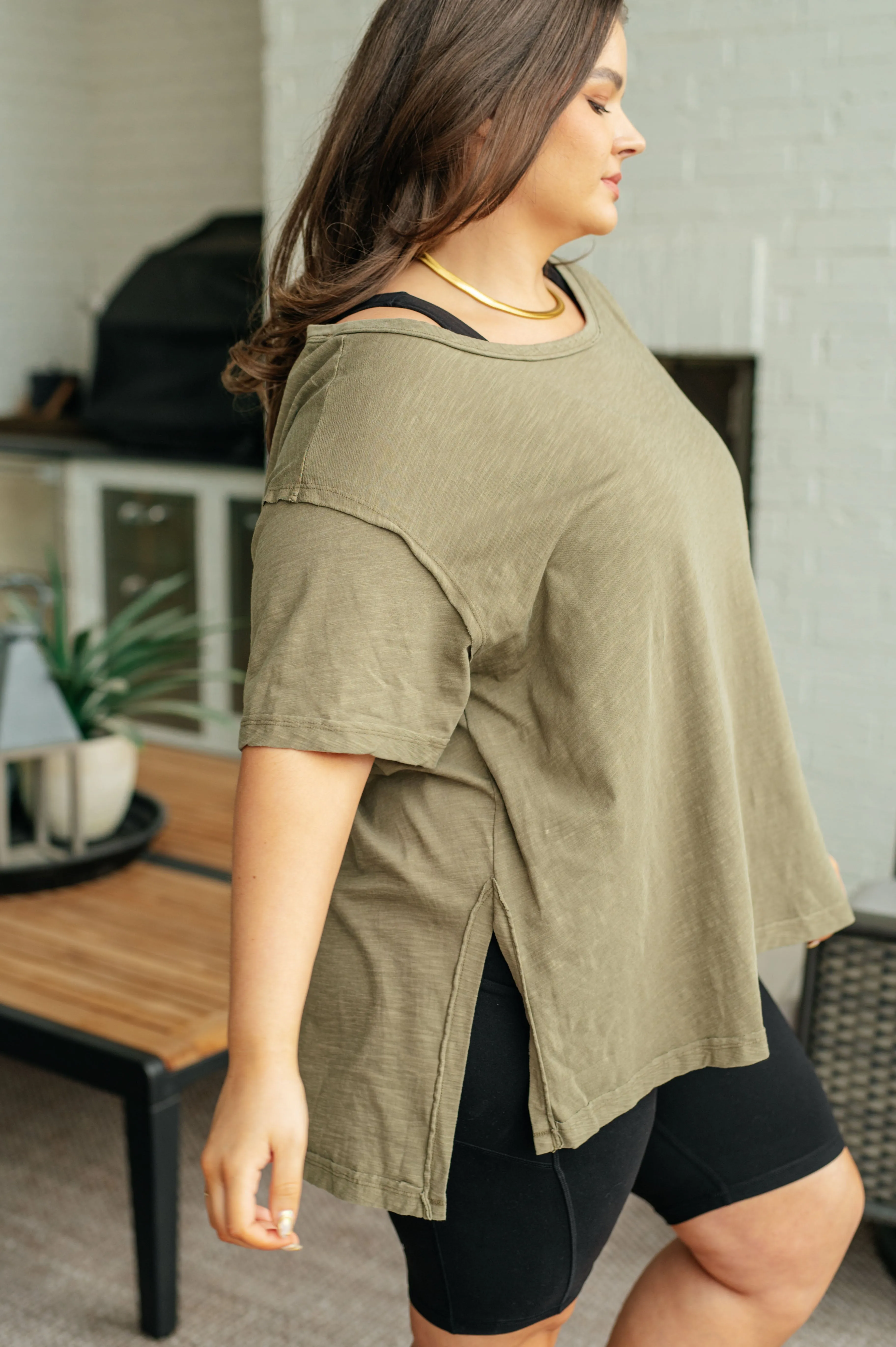 Effortless Relaxed Tee in Army