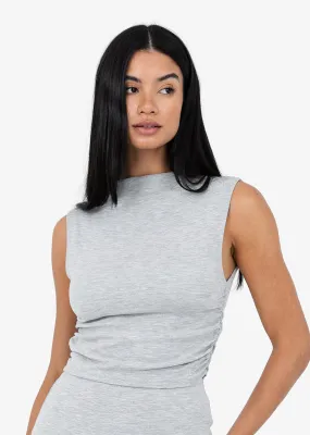 Effortless Ruched Top Grey Marl