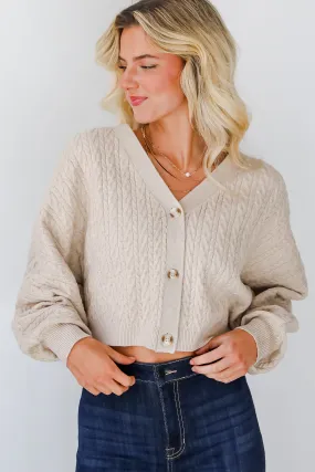 FINAL SALE - Versatile Intention Taupe Cable Knit Sweater Cardigan