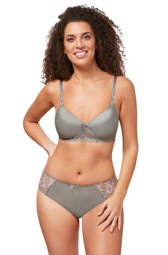 Floral Chic Wirefree Tee Shirt Bra (Urban Grey)  Available in sizes 10AA and 10A cups only