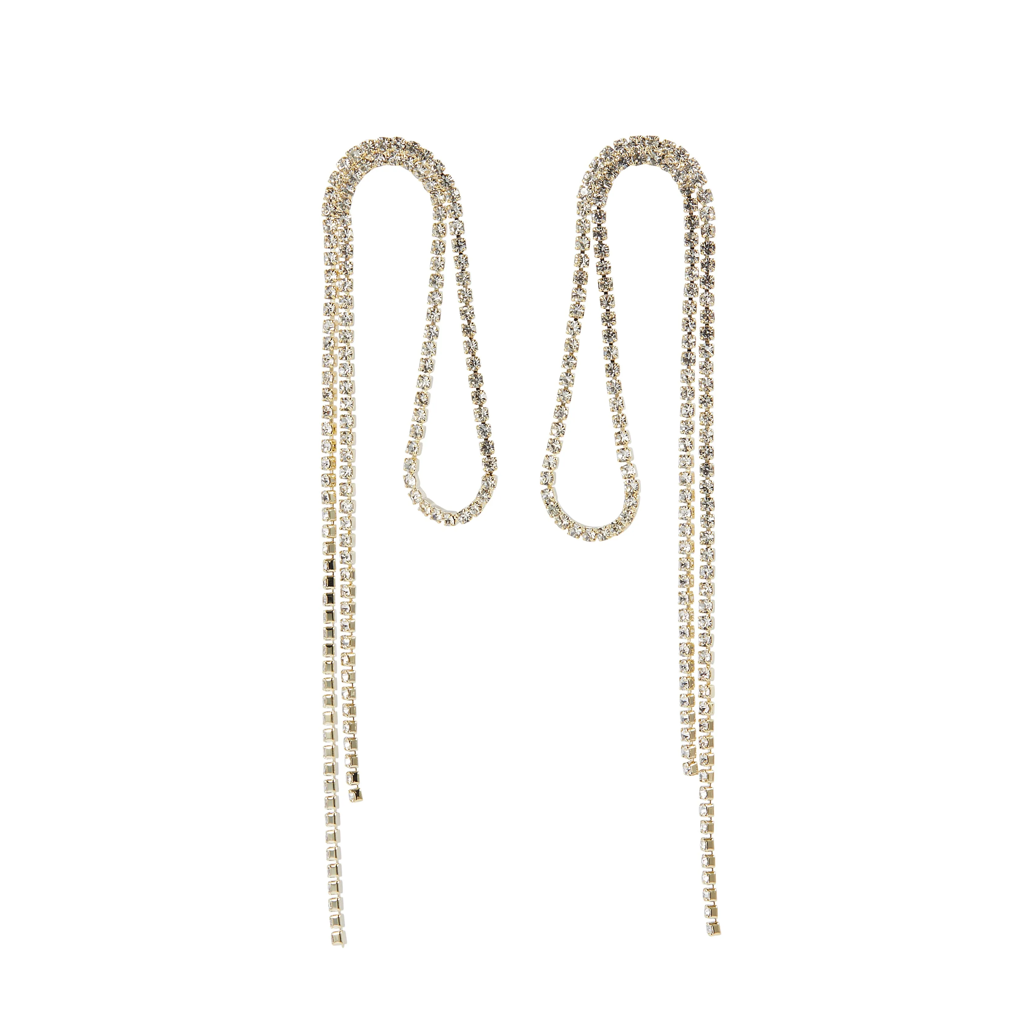 Flowing Fringe Sparkle Long Earrings