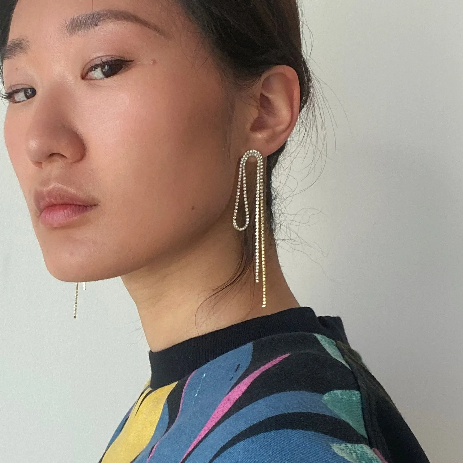 Flowing Fringe Sparkle Long Earrings