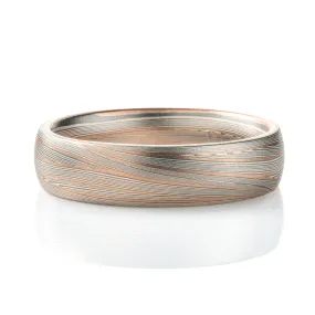 Flowing Mokume Gane Ring with Red Gold