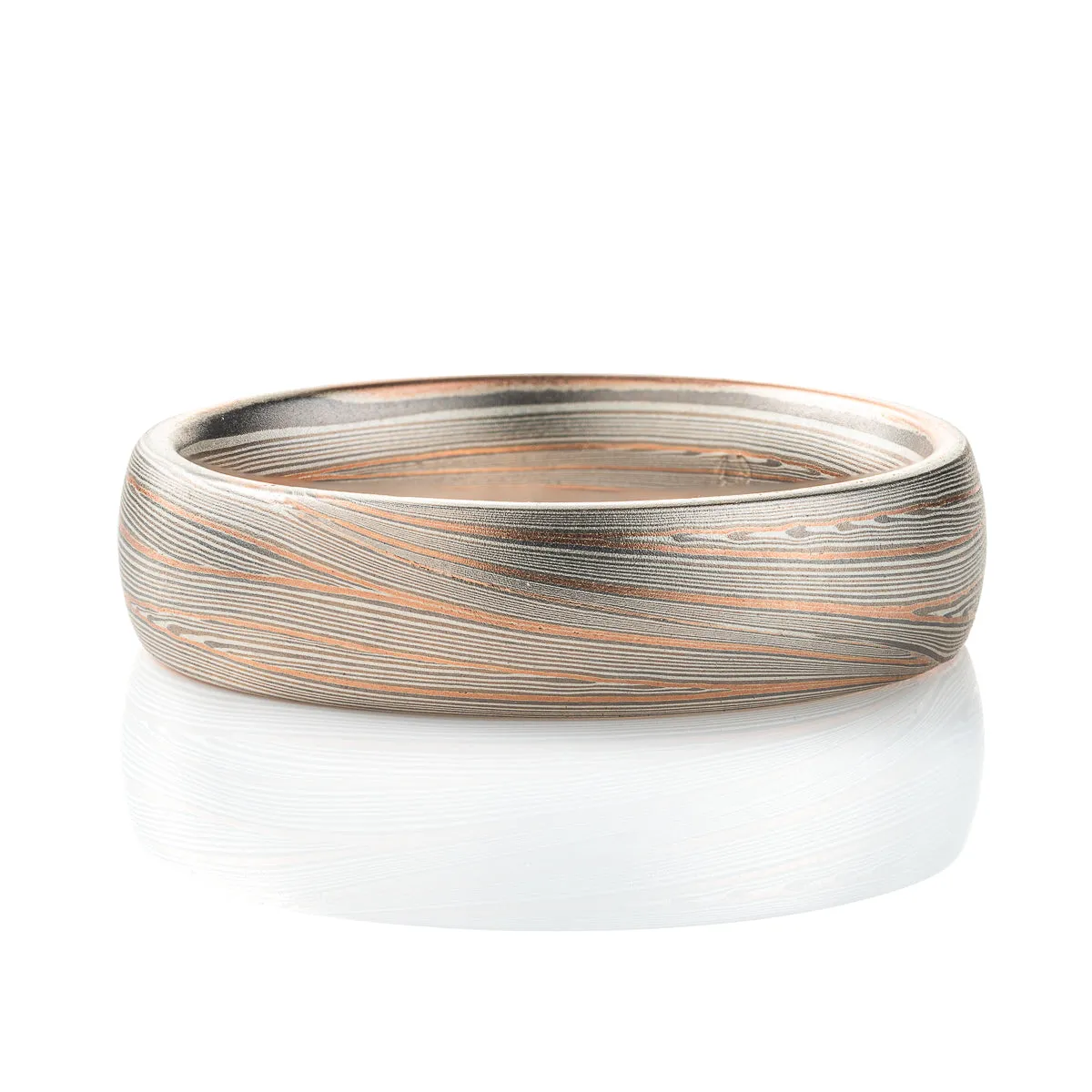 Flowing Mokume Gane Ring with Red Gold
