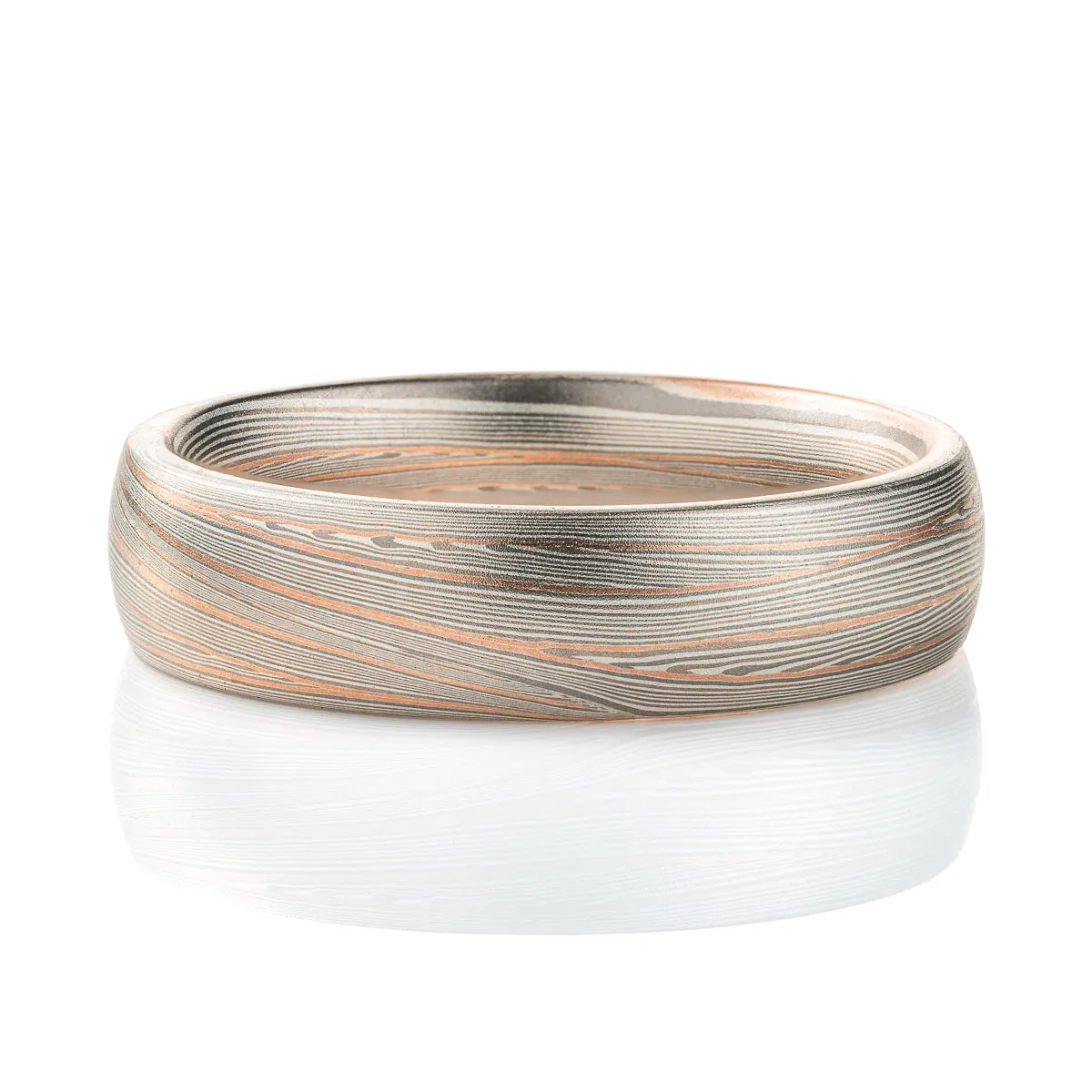 Flowing Mokume Gane Ring with Red Gold