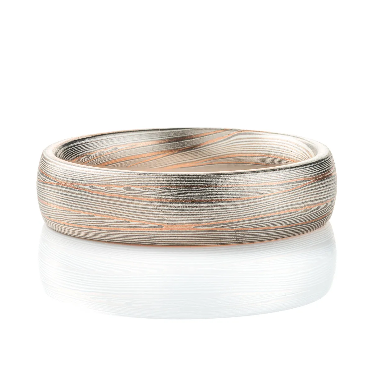 Flowing Mokume Gane Ring with Red Gold